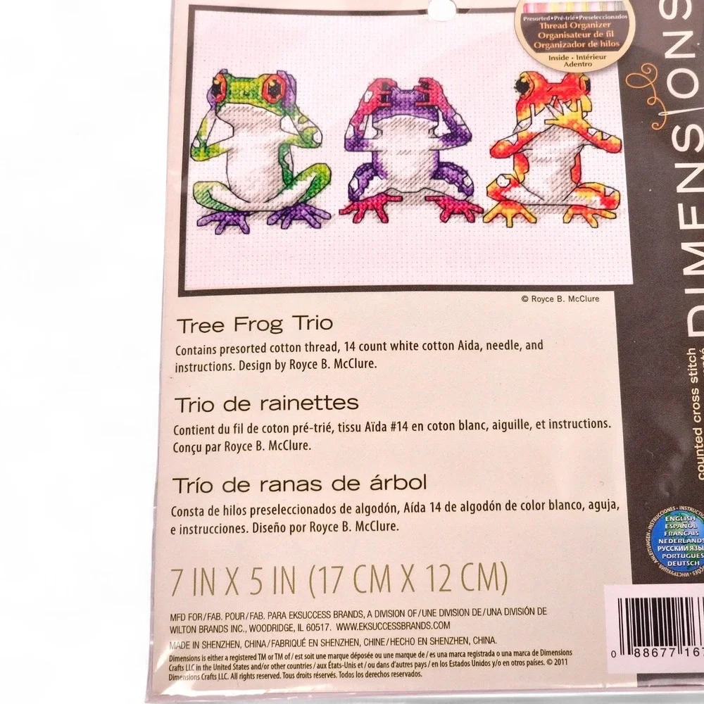 Dimensions Counted Cross Stitch Kit TREE FROG TRIO 16758 Amphibian Animal New